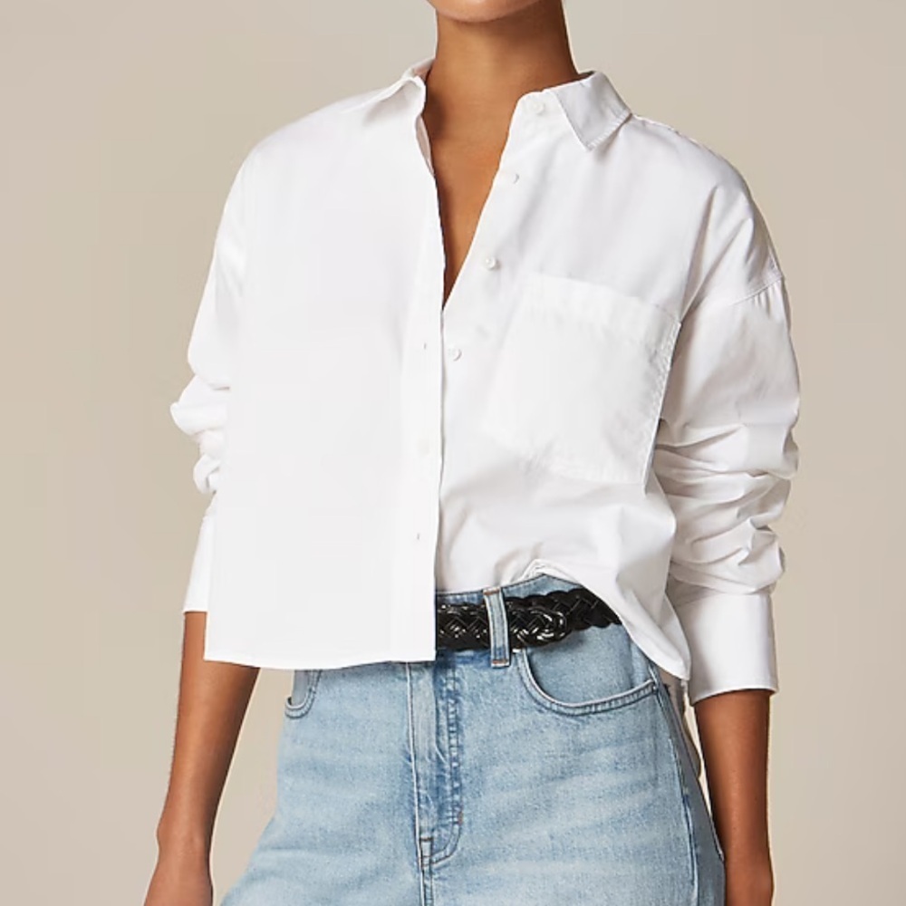 J crew Étienne cropped button-up shirt in cotton poplin